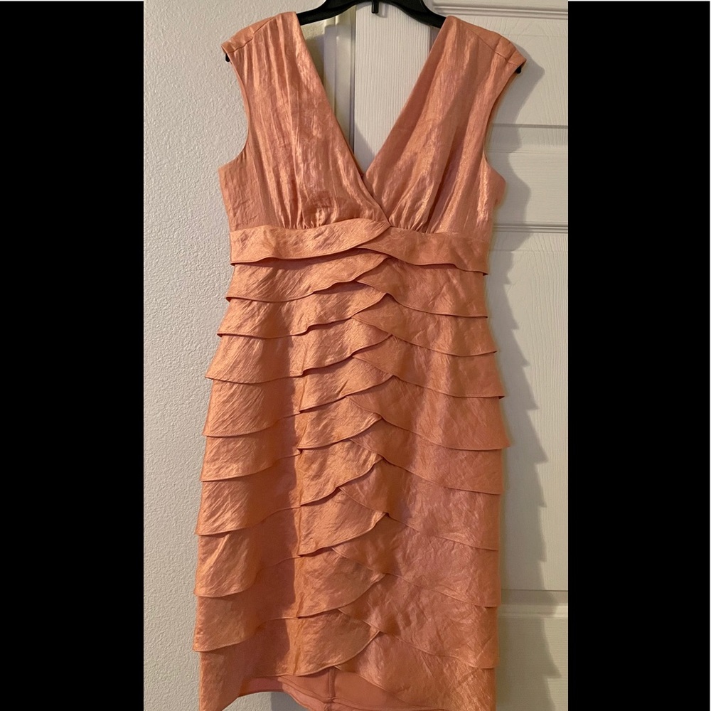 Coral shimmery midi dress